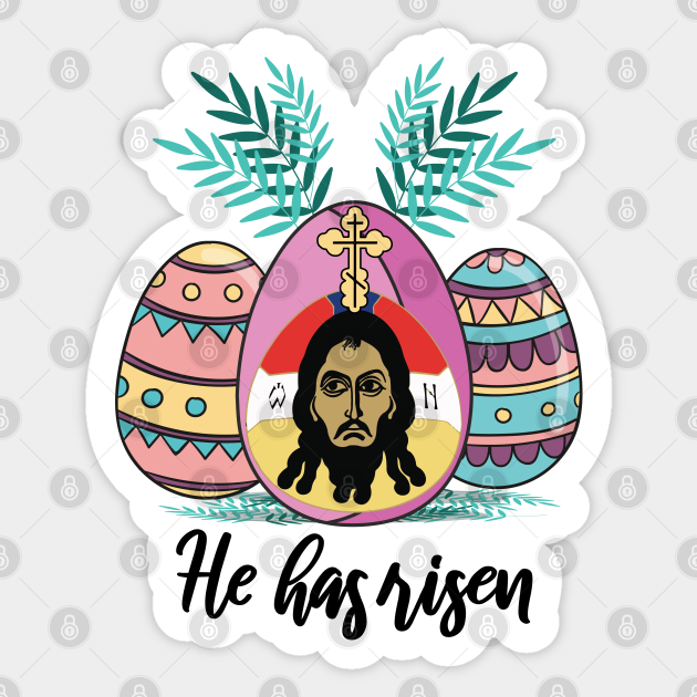 Orthodox Easter Egg Cross Greek Lent Scripture Orthodox Sticker